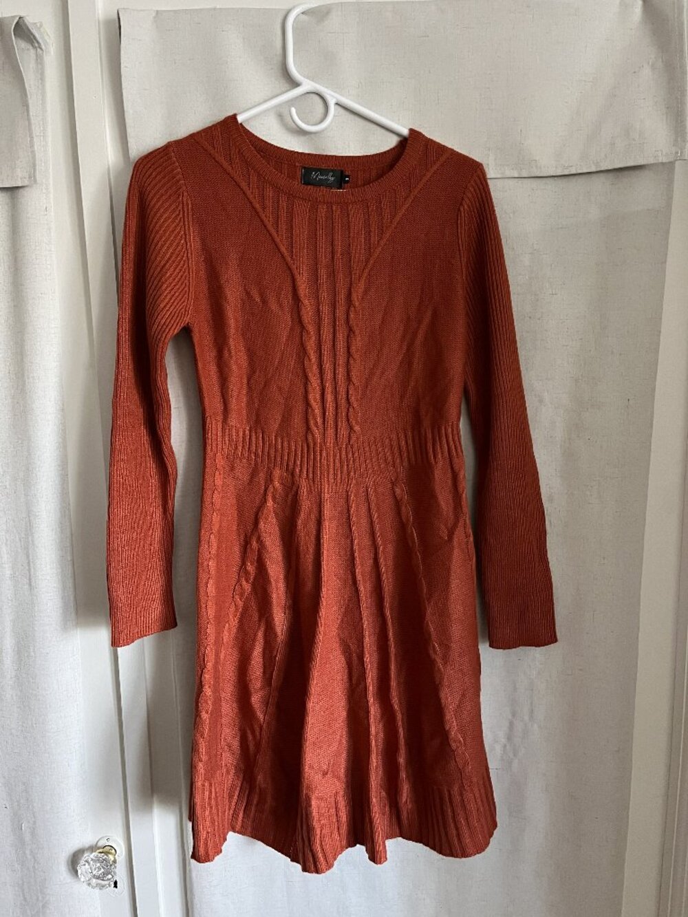 Monday Rust Cable‑Knit Fit & Flare Dress - Brand Maisolly